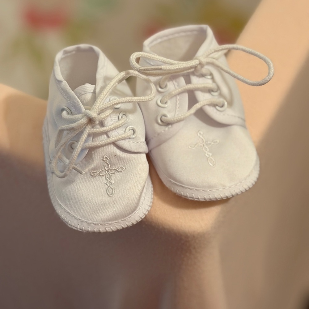 Baby Lace-Up Baptism Shoes in White